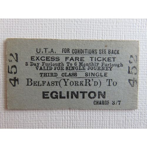 Ulster Transport Authority Belfast(York Rd)-Eglinton Excess Fare Ticket #54