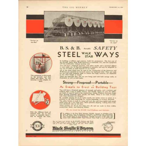 BLACK SIVALLS BRYSON INC 1931 Steel walkways stairways vintage ad