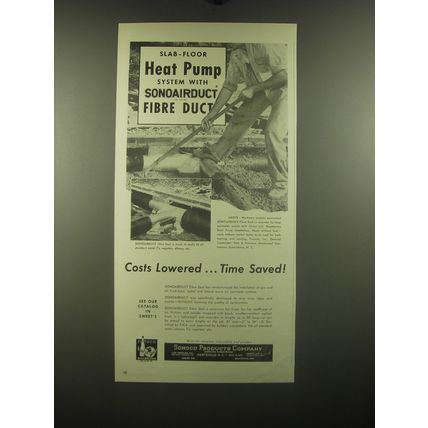 1954 Sonoco Sonoairduct Fibre Duct Ad - Slab-Floor Heat Pump System