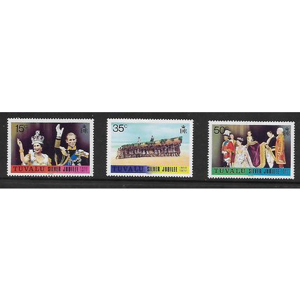 TUVALU 1977 SILVER JUBILEE SG 50 / 52 SET 3 VALS M MINT