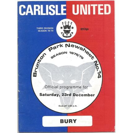 1978-79 CARLISLE UNITED v BURY (Good Condition - No Writing)