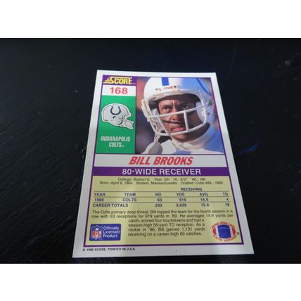 1990 Score Football Card # 168 Bill Brooks Excellent-Mint (6) Indianapolis Colts