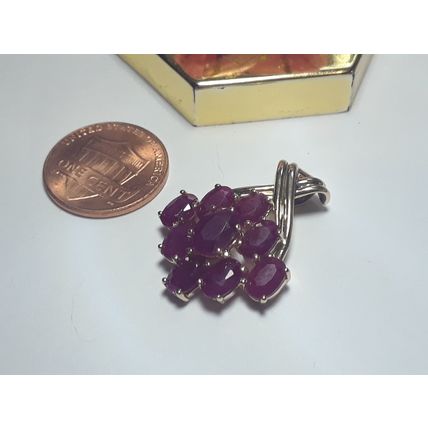 5.00cttw Natural Oval Ruby large cluster "X" Top 14Kt Yellow Gold Pendant #15981