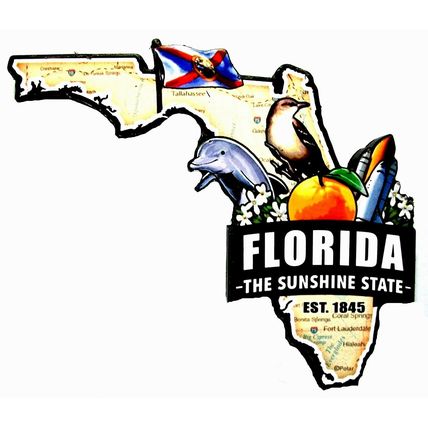 Florida the Sunshine State Est. 1845 Artwood Jumbo Fridge Magnet