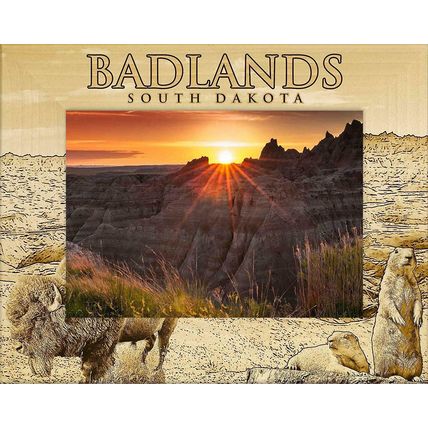 Badlands South Dakota Laser Engraved Wood Picture Frame Landscape (4 x 6)