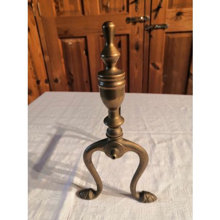 Antique / Vintage, Sold Brass, Urn Shape Open Fireplace Andiron / Fire Dog