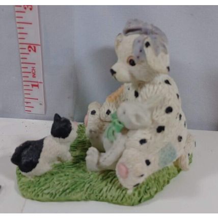 Dalmation Puppy Dog with bunny and cat Figurine 3.5 inches young's inc