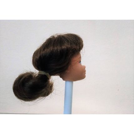 Vintage Barbie Midge Wardrobe Brunette Topknot Pouf Wig - Rare! - HTF! ExCond!!