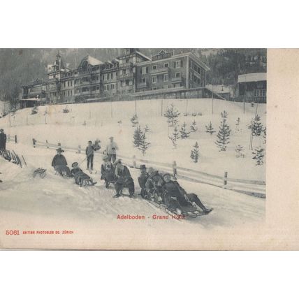 Sledging Winter Sports At Grand Hotel Adelboden Switzerland Postcard