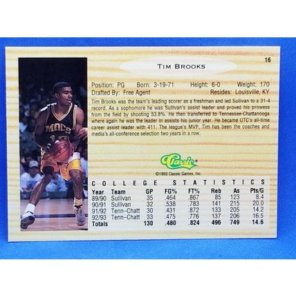1993 Classic #16 Tim Brooks