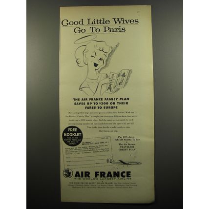 1955 Air France Ad - Good little wives go to Paris