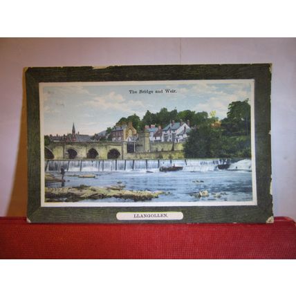 THE BRIDGE & WEIR, LLANGOLLEN, WALES used antique postcard 1912 pm =