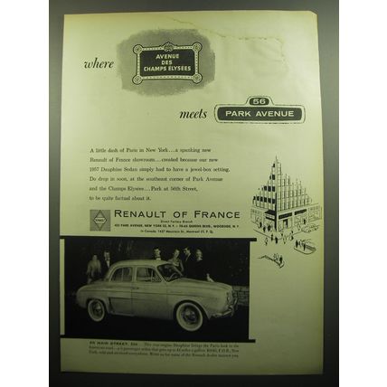 1957 Renault Dauphine Sedan Ad - avenue des champs elysees meets Park Avenue