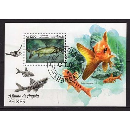 Angola 2018 LES POISSONS LE SYNODONTIS BLOC OBLITERE ( USED )