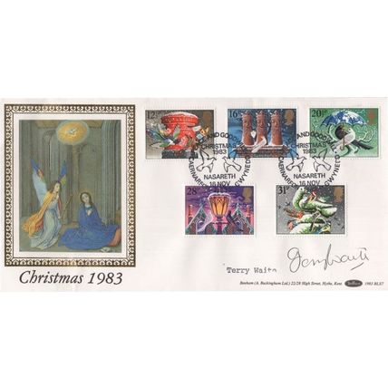 Terry Waite Political Hostage Prisoner 1983 Hand Signed Christmas FDC