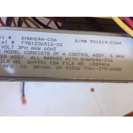 USD 15660,60A-600,BARD EHWH24A-C06,15660-3,8402-095 HEAT PUMP HEAT STRIP BASE,EQ