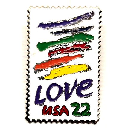 1984 LOVE Rainbow USA 22 Cent USPS Postage Stamp Metal Pin Pinback Brooch (B64)