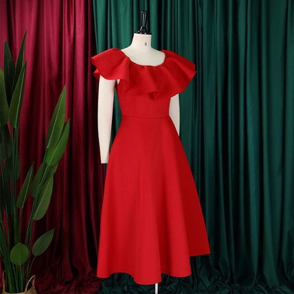 Fashion temperament ruffled large skirt swing party dress dress dress