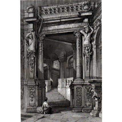 ZWINGER PALACE, DRESDEN 1832 William Wallis - Samuel Prout ENGRAVING