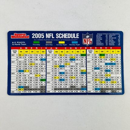 NFL - 2005 AFC/NFC Football Schedule Pocket Card Sports Illustrated