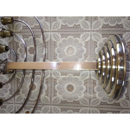 Vintage Early 20C Wide Judaica Silver-Plated Chanukah Menorah Marked 100, W 30cm