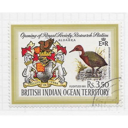 BIOT 1971 RESEARCH STATION OPENING ROYAL SOCIETY Rs3.50 ARMS RAIL BIRD USED