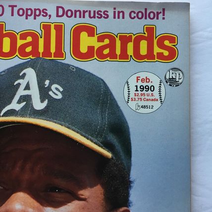 February 1990 Baseball Cards Magazine - Rickey Henderson Cover + 6 Uncut Insert