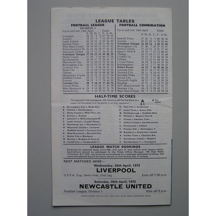 TOTTENHAM HOTSPUR v LEICESTER CITY Div1 21/04/1973