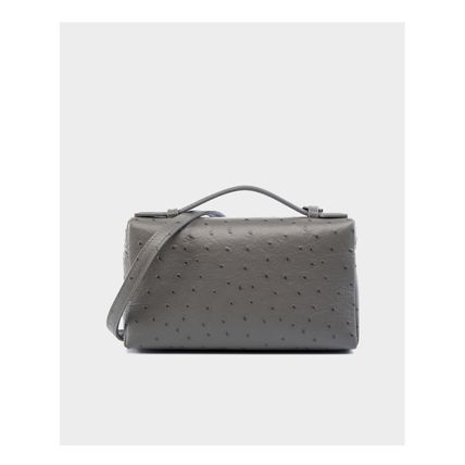 Women's Genuine Leather Makeup Bag Shoulder and Crossbody Phone Bag Grey