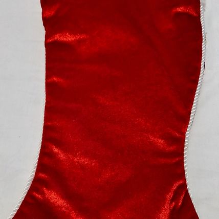 Whimsical Red ELF TOE CHRISTMAS STOCKING Velvet Satin Fuzzy Jingle Bells 23"