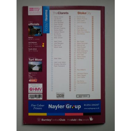 BURNLEY v STOKE CITY Championship 25/09/2004