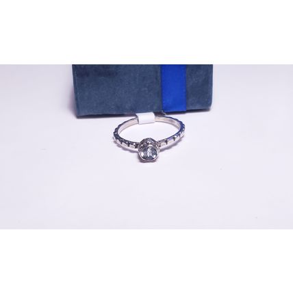 Estate 1/5ct Light Blue Topaz sculpted Bezel SterlingSilver gear shank Ring22167