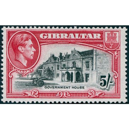 Gibraltar 1938 5s black & carmine Perf 13½ SG129a MNH