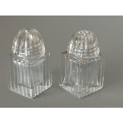 VINTAGE MINIATURE GLASS SALT AND PEPPER SHAKERS