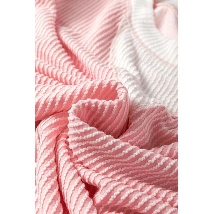Peach Blossom Corded Colorblock Drop Shoulder Loose Top