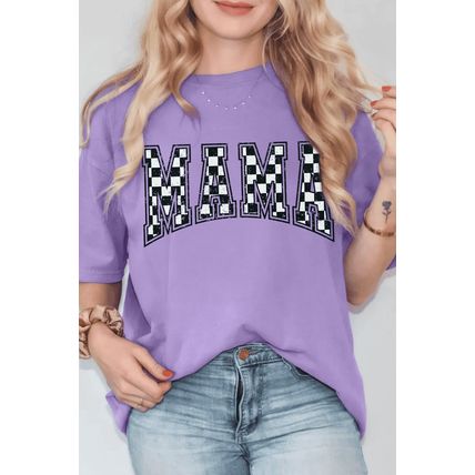 Wisteria Checkerboard MAMA Graphic Crewneck Tee
