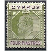 Cyprus 1903 SG54 4pi Olive-Green & Purple Mounted Mint ..