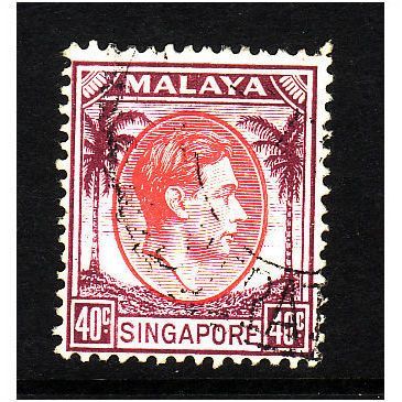 SINGAPORE 1948 SG 11 40c RED AND PURPLE FINE USED