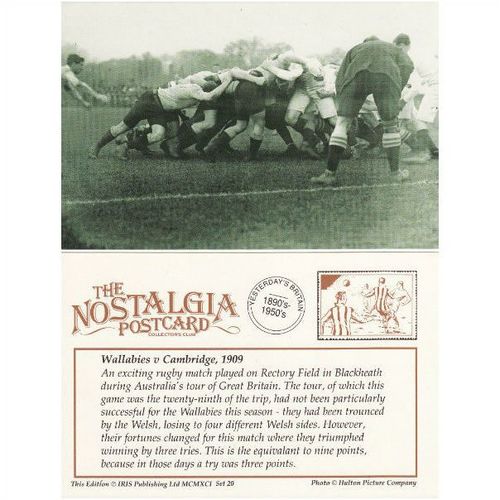 Postcard Rugby Wallabies vs Cambridge Blackheath 1909 Australia - Nostalgia