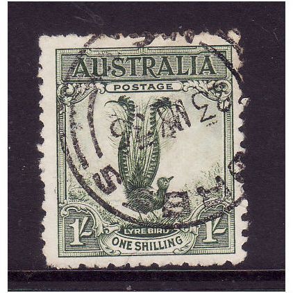 AUSTRALIA 1932 SG 140 1s GREEN LYRE BIRD FINE USED#1