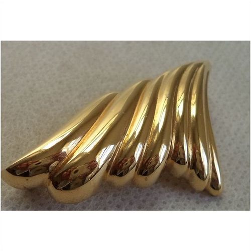 DIOR large Gold Brooch 80s Designer Womens Costume Jewelry Modern Pin