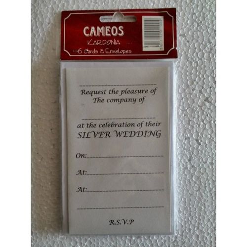 Invitation Cards - 25 silver wedding pack of 6