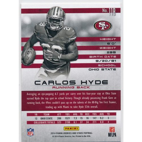 2014 Panini Rookies & Stars #118 Carlos Hyde RC San Francisco 49ers