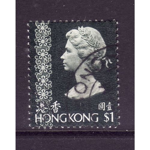HONG KONG 1973 QEII $1 BOTTLE GREEN SG 291 FINE USED#2