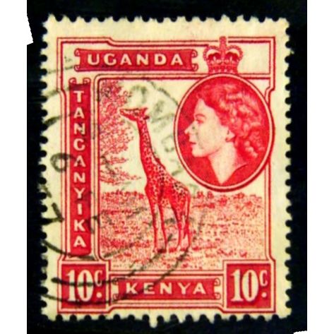 KENYA UGANDA TANGANYIKA 1954 SG 168 10c GIRAFFE FINE USED