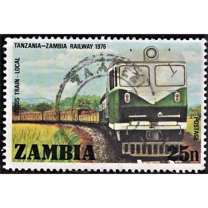 ZAMBIA, 1976 25n Goods Train, SG256 (Scott #165), used