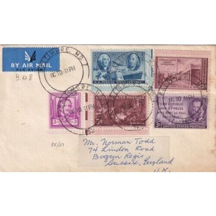 United States 1961 Baltimore-Bognor Regis UK Cover Baltimore cancel written VGC