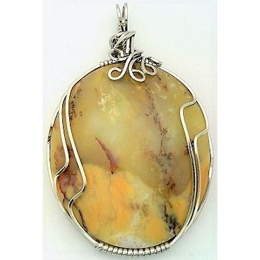 Opalite Stainless Wire Wrap Gemstone Pendant 1