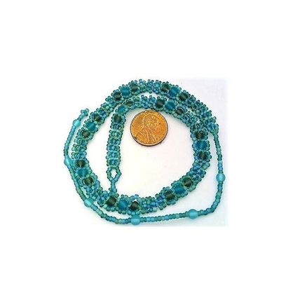 Rainbow Teal Blue Beaded Daisy Chain Choker Necklace