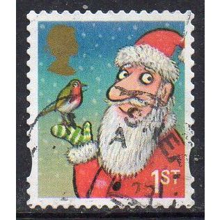 GB 2012 Christmas - Santa With a Robin 1st Used
